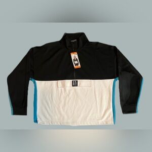 DKNY Sport Women’s Half Zip Pullover in Black, White and Teal size XXL